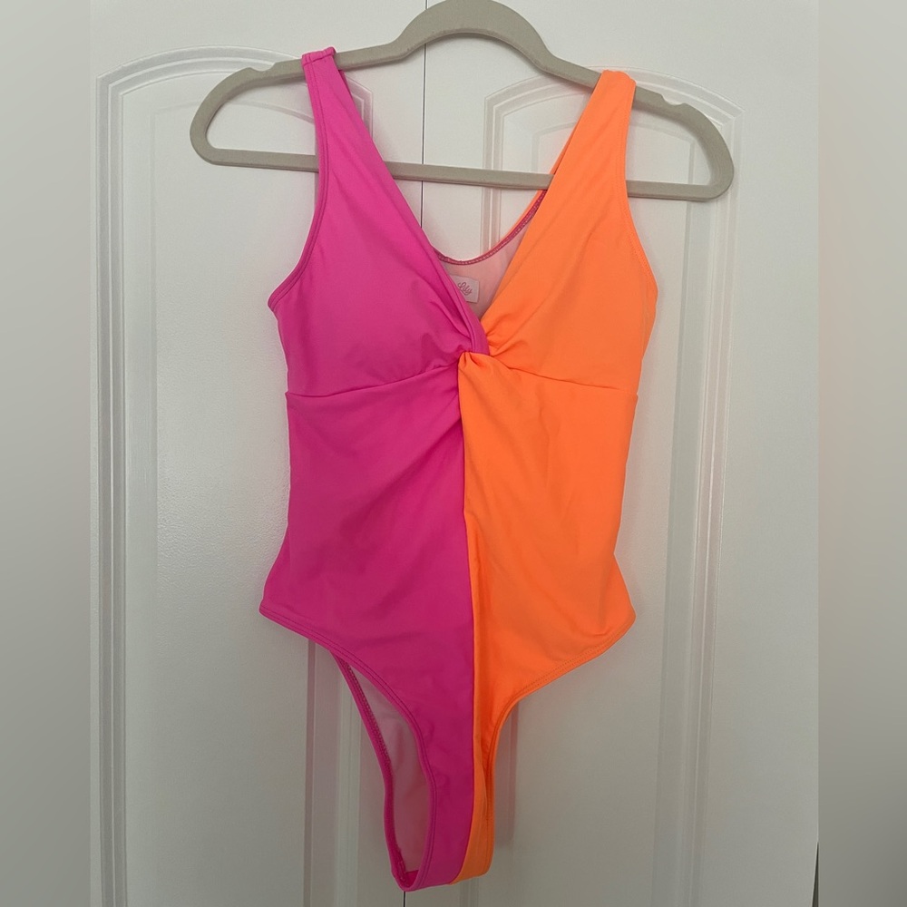 Pink Lily Bold Pink and Orange Swimsuit